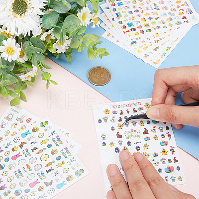 10 Sheets 10 Style Paper Nail Art Stickers Decals DIY-GL0006-05-1