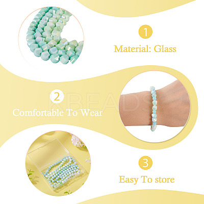 2 Strands 2 Colors Anti-Tarnish Electroplate Glass Beads Strands GLAA-TA0003-67-1
