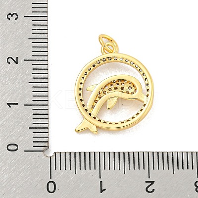 Rack Plating Brass Micro Pave Clear Cubic Zirconia Pendants KK-K341-58G-1