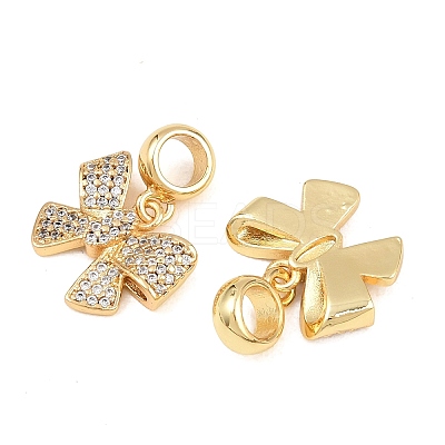 Brass Micro Pave Cubic Zirconia European Dangle Charms ZIRC-E163-15G-1