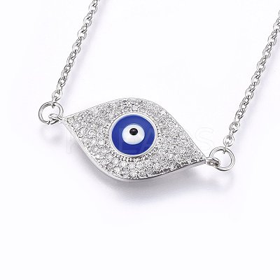 Brass Micro Pave Cubic Zirconia Pendant Necklaces NJEW-L146-06-1