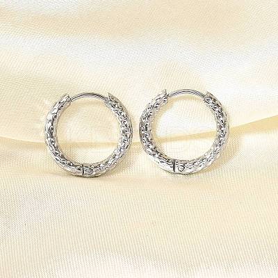 Non-Tarnish 304 Stainless Steel Grooved Hoop Earrings X-EJEW-M218-01B-P-1