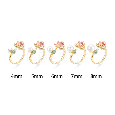 Lotus Brass Enamel Cuff Rings Setting KK-T079-14G-1