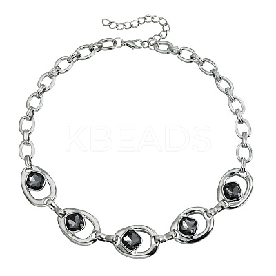Alloy Glass Oval Link Chain Necklaces for Women WG1B3C5-02-1