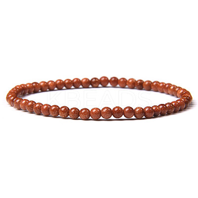 4mm Round Synthetic Goldstone Beads Bracelet for Men KG3069-6-1