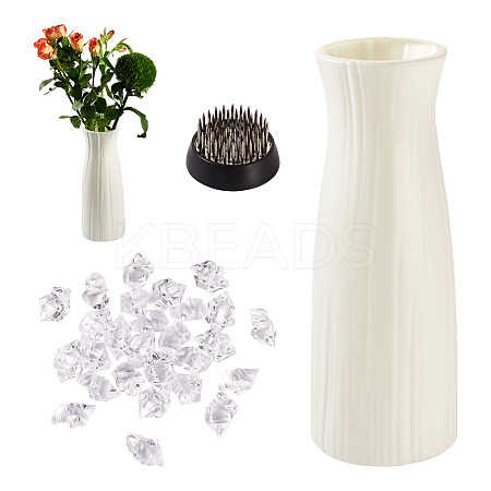 1Pc Column Plastic Vase Ornaments & 1Pc Stainless Steel Flower Frog & 50G Acrylic Ornaments Sets AJEW-MB0001-07-1