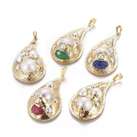 Brass Big Pendants PEAR-F011-69G-1
