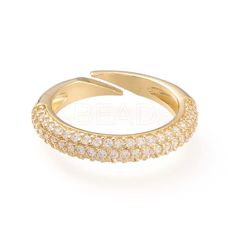 Adjustable Brass Micro Pave Cubic Zirconia Cuff Rings RJEW-L098-007A-G-1