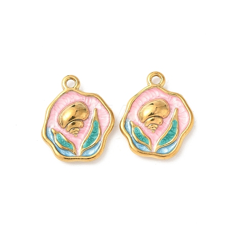304 Stainless Steel Enamel Pendants STAS-I346-02G-1
