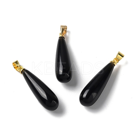 Natural Obsidian Teardrop Pendants G-Q005-03G-01-1