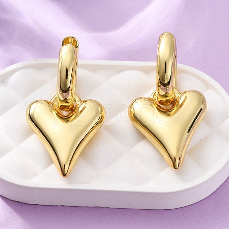 Heart Brass Hoop Earrings EJEW-D322-12G-01-1