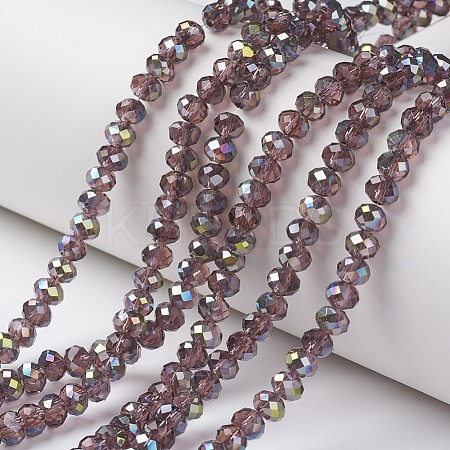Electroplate Transparent Glass Beads Strands EGLA-A034-T1mm-S08-1