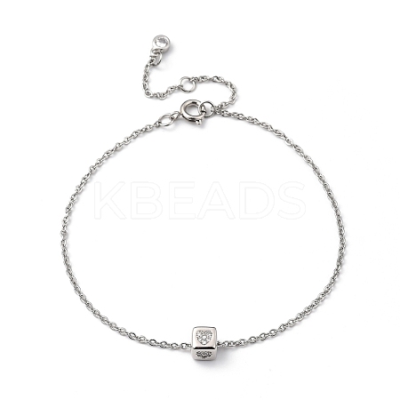 Brass Micro Pave Clear Cubic Zirconia Charms Bracelets BJEW-JB05400-04-1