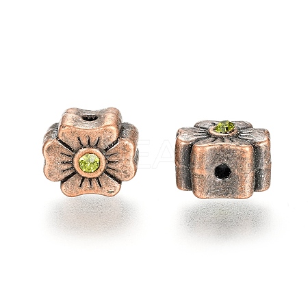 Tibetan Style Alloy Rhinestone Beads PALLOY-P184-03R-RS-1
