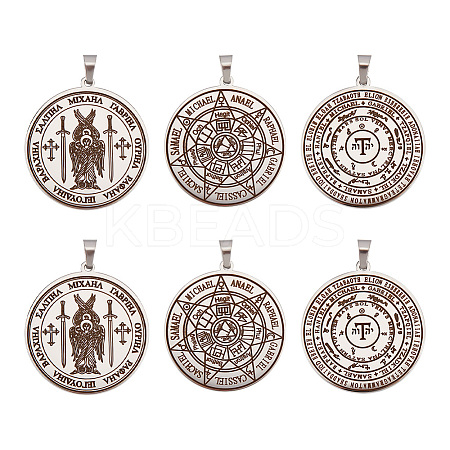 6Pcs 3 Style 304 Stainless Steel Pendants STAS-UN0044-46-1