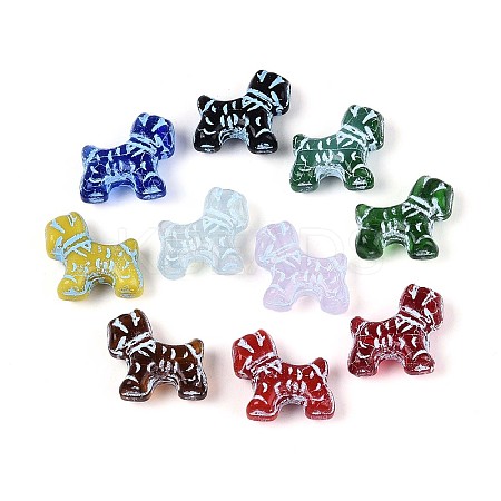 Dog Painted Glass Beads GLAA-T025-67M-01-1