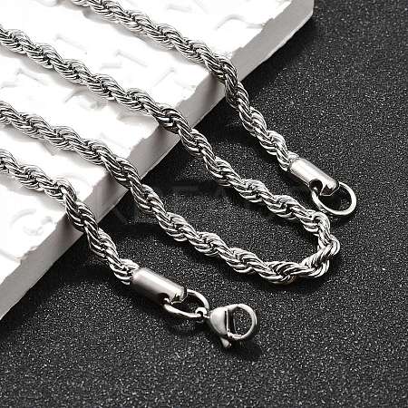 Non-Tarnish 304 Stainless Steel Rope Chain Necklaces X-NJEW-F226-03P-06-1
