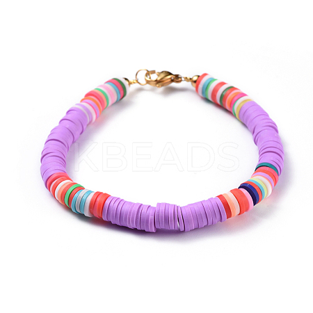 Eco-Friendly Handmade Polymer Clay Heishi Beads Bracelets BJEW-JB04480-01-1