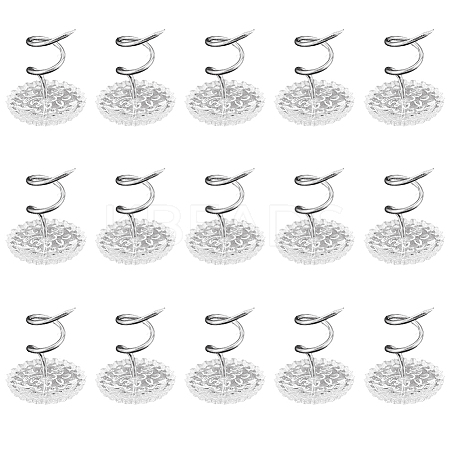 60Pcs Clear Acrylic Flat Round Head Iron Twist Pins FIND-SP0004-66-1