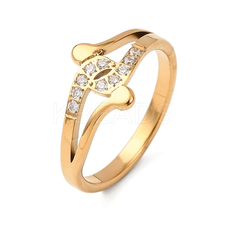 304 Stainless Steel Clear Cubic Zirconia Finger Rings for Women RJEW-Z115-01G-1