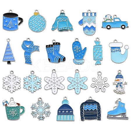 44Pcs 22 Styles Winter Theme Alloy Enamel Pendants ENAM-CJ0006-42-1