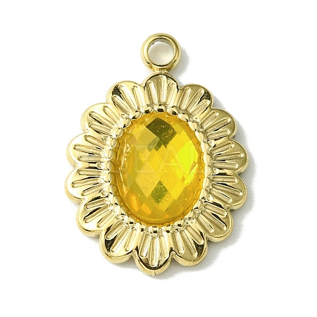 Ion Plating(IP) Real 14K Gold Plated 304 Stainless Steel with Glass Pendant FIND-Z028-30B-1
