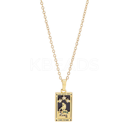 Brass with Cubic Zirconia Pendants Necklaces NJEW-LP0001-45D-G-1