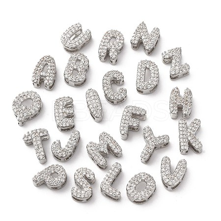 Brass Micro Pave Cubic Zirconia Beads KK-F895-19P-1