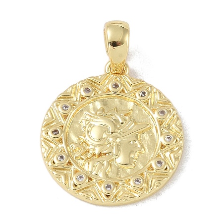 Brass Micro Pave Clear Cubic Zirconia Pendants KK-P273-15A-G-1