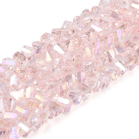 Electroplate Transparent Glass Beads Strands GLAA-N021-4mm-10-1