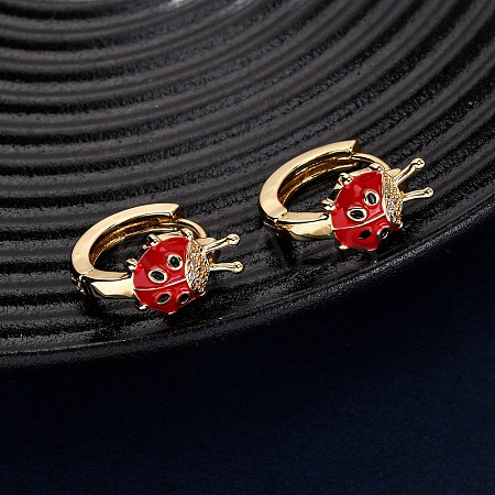 Brass Micro Pave Clear Cubic Zirconia Hoop Earrings EJEW-D328-07G-1