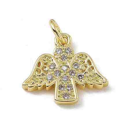 Brass Micro Pave Clear Cubic Zirconia Pendants ZIRC-F132-84G-1