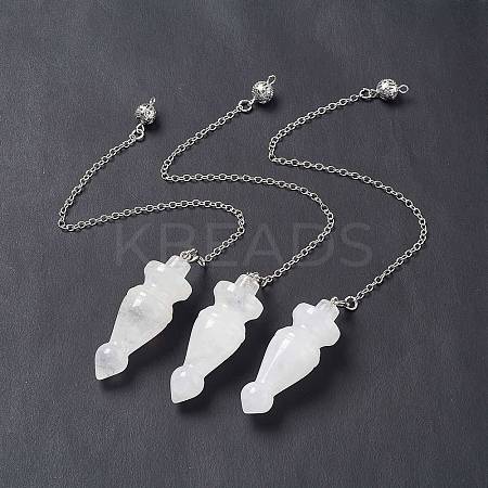 Natural Quartz Crystal Pointed Dowsing Pendulums AJEW-B020-03P-08-1