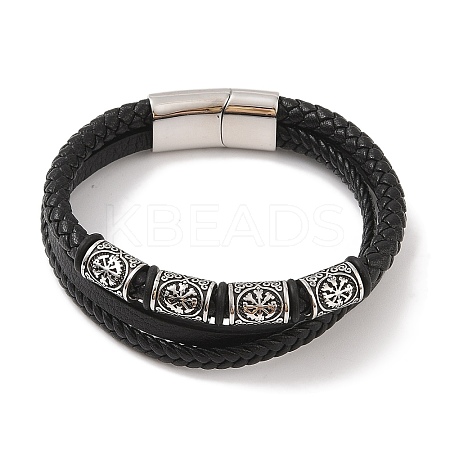Braided Microfiber Leather Multi-strand Bracelets BJEW-B096-02B-1