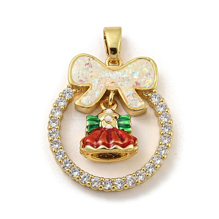 Christmas Brass Micro Pave Cubic Zirconia Pendants KK-H468-01C-01G-1