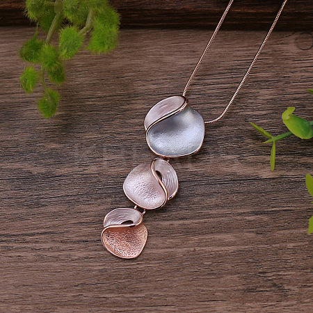 3 Irregular Heart Petal Zinc Alloy Enamel Pendant Necklaces for Women FS-WGE692F-03-1