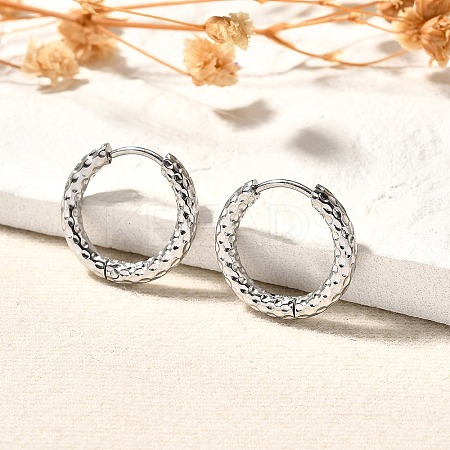 Non-Tarnish 304 Stainless Steel Grooved Hoop Earrings EJEW-M218-01B-P-1