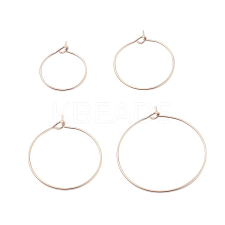 24Pcs 4 Size 316L Surgical Stainless Steel Hoop Earring Findings STAS-ZZ0001-03RG-1