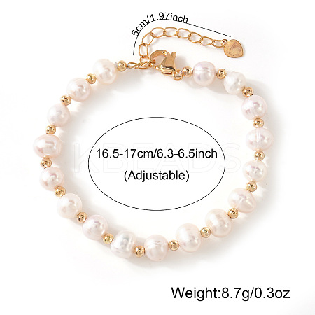 Natural Pearl and Gold Bead Women's Bracelets QK8220-1-1