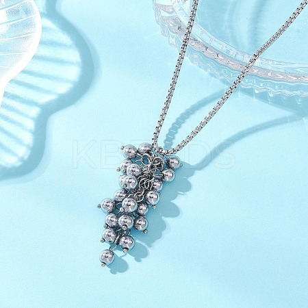 Electroplate Synthetic Non-magnetic Hematite Round Cluster Pendant 304 Stainless Steel Box Chain Necklaces NJEW-JN05888-1