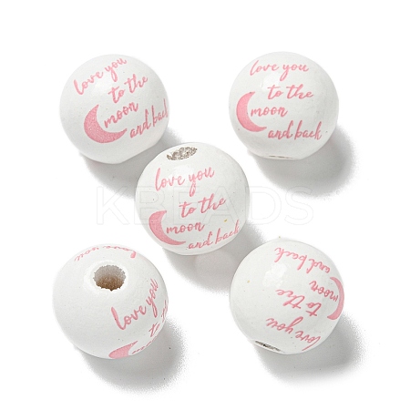 Printed Wood European Beads WOOD-G022-20H-1