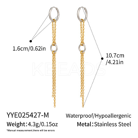Two Tone 304 Stainless Steel Tassel Hoop Earrings RB4112-2-1