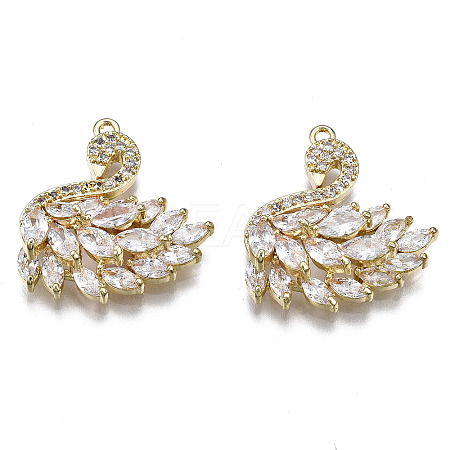 Brass Micro Pave Clear Cubic Zirconia Pendants LS-ZIRC-S069-031G-1