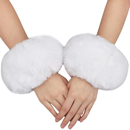 Women Imitation Rabbit Hair Cuffs Oversleeve Arm Gloves AJEW-WH20018-34C-1