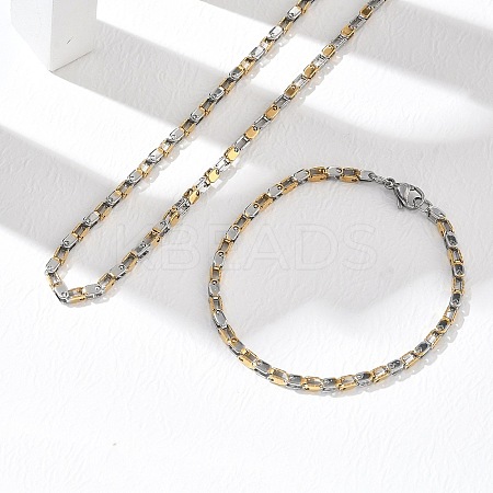 304 Stainless Steel Chain Necklaces & Bracelets Sets SJEW-D091-11GP-1