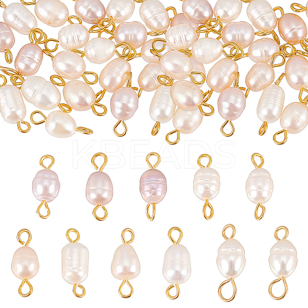 30Pcs 3 Colors Natural Freshwater Pearl Connector Charms PALLOY-AB00059-1