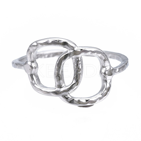 Non-Tarnish 304 Stainless Steel Interlocking Oval Open Cuff Ring RJEW-T023-79P-1