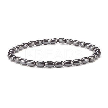 Synthetic Hematite Oval Beaded Stretch Bracelet X-BJEW-JB07897-03-1