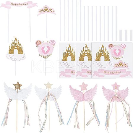 4Pcs 2 Colors Resin Wing & Star Cake Topper DIY-FH0002-91-1