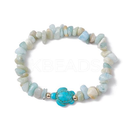 Natural Flower Amazonite Chip Beaded Stretch Bracelets BJEW-JB10689-04-1